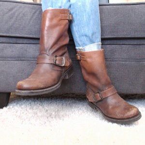 Frye Veronica Dark Brown Slouchy Short Boot